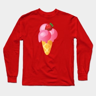 Ice Cream Cone with Strawberry Long Sleeve T-Shirt